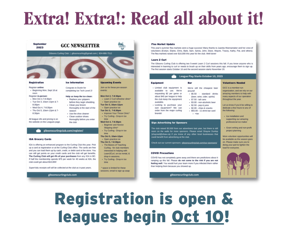 Extra, Extra, Read all about it! Registration is open & leagues begin Oct 10!